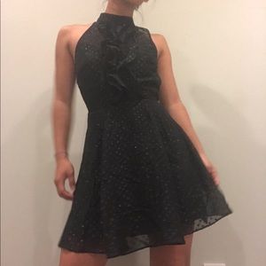 BCBGeneration black ruffle halter mini dress